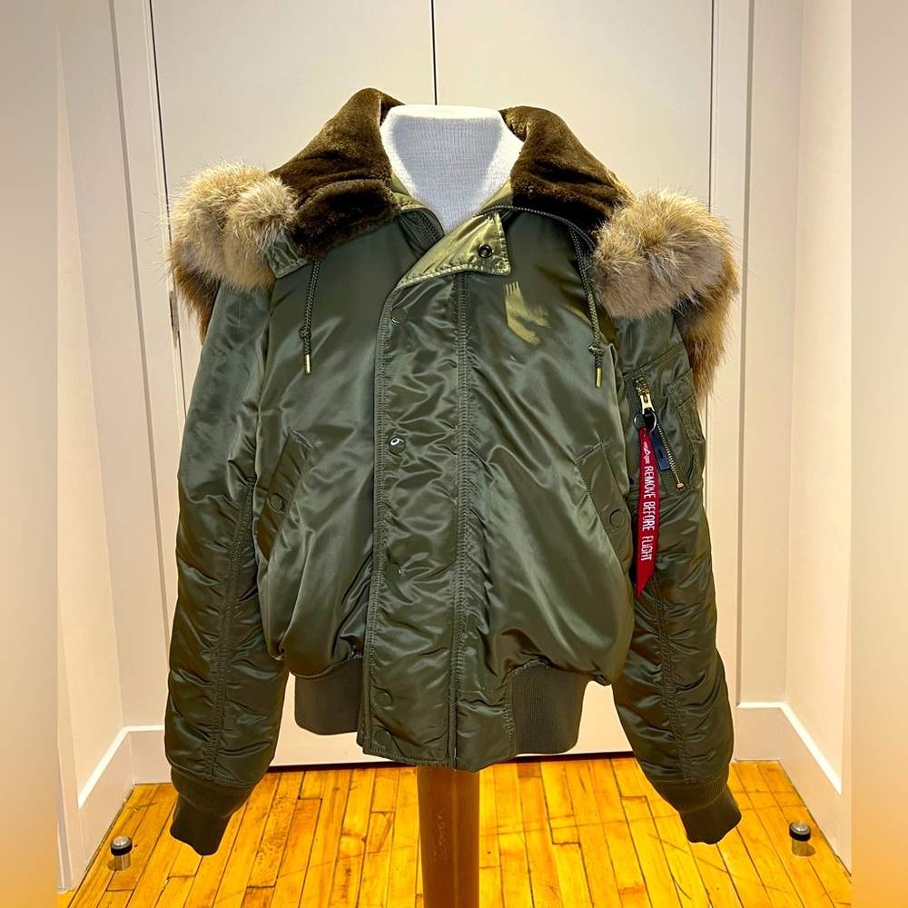 Alpha Industries N-2B Barricade Parka Flight Jacket Faux Fur Hood: Small: Green